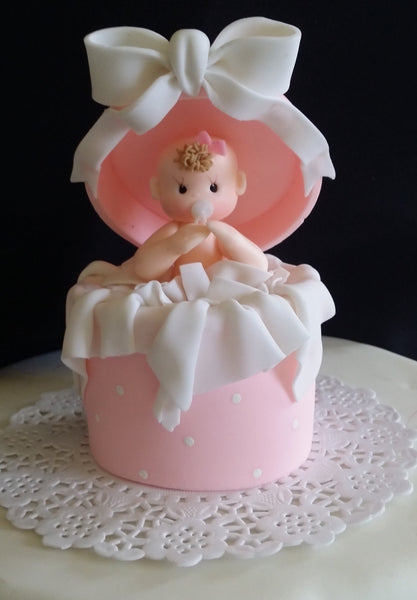 Baby Shower Cake Topper Baby in a Surprise Box Cake Decorations - C T B