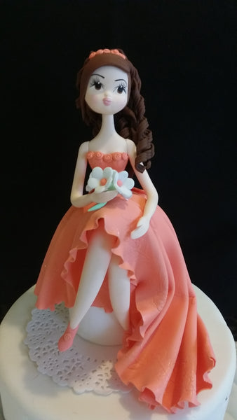 Quinceañera Cake Topper, Sweet Sixteen Cake, Birthday Cake Topper, 15th Birthday Cake Topper, Lady Dressed in Red Cake Toppers - C T B