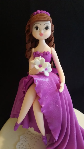 Quinceañera Cake Topper, Sweet Sixteen Cake, Birthday Cake Topper, 15th Birthday Cake Topper, Lady Dressed in Red Cake Toppers - C T B