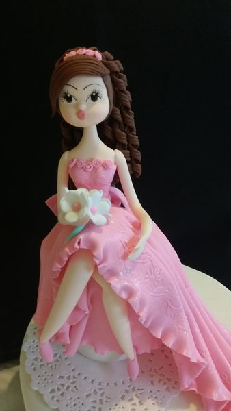 Quinceañera Cake Topper, Sweet Sixteen Cake, Birthday Cake Topper, 15th Birthday Cake Topper, Lady Dressed in Red Cake Toppers - C T B