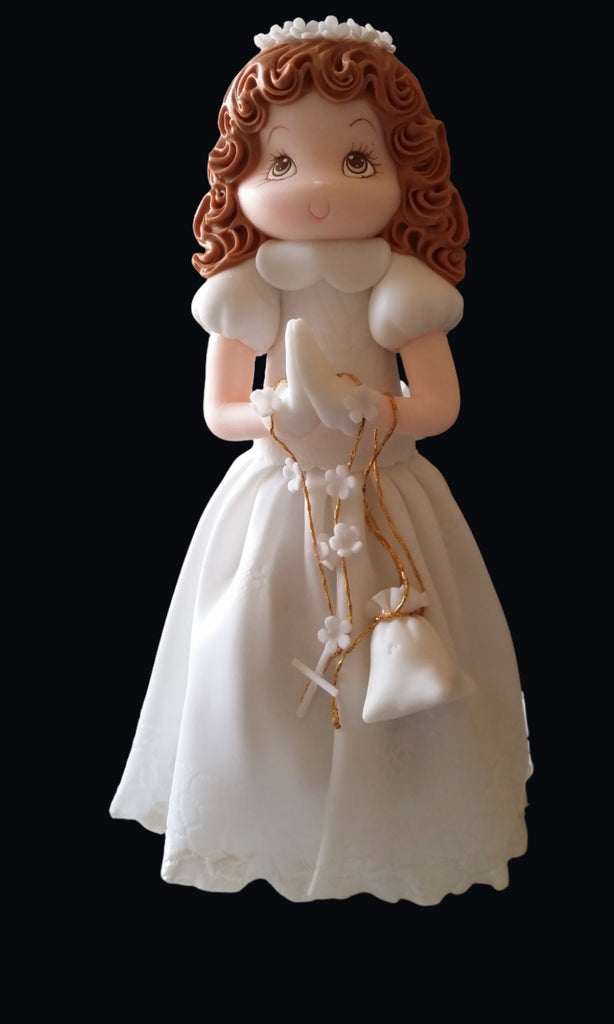 Statuetta Torta Comunione Ragazza Con Bibbia 13cm - Decorazione Polyresina - Foto 4