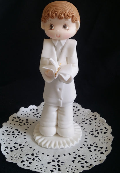 First Communion Girl or Boy Cake Topper, Girl W White Dress Rosary Purse Boy W Bibble - C T B