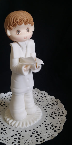 First Communion Girl or Boy Cake Topper, Girl W White Dress Rosary Purse Boy W Bibble - C T B