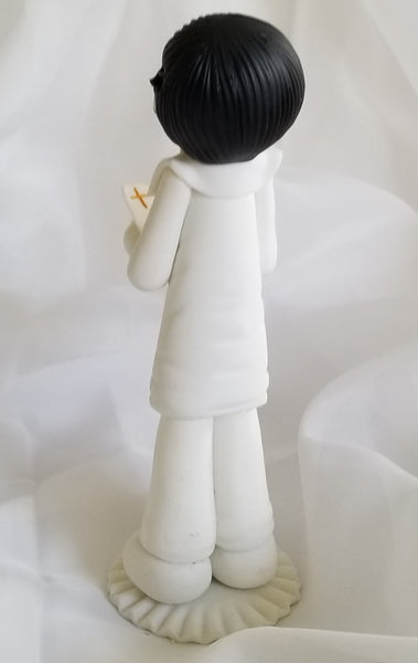First Communion Cake topper and keepsake Communion Boy or Girl with a white Rosary - C T B
