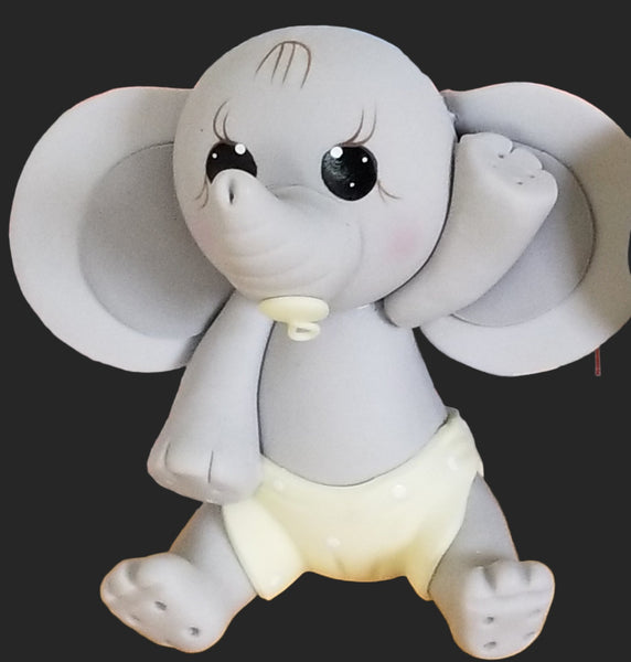 Gray and Yellow Elephant Cake Topper Baby Elephant For Cake and Centerpieces Decorations