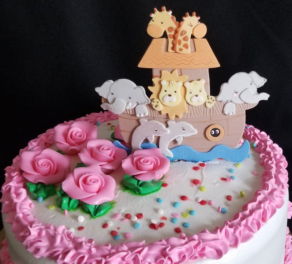 Noah's Ark Birthday Cake Pick Ark Cake Decoration Noah's Ark Centerpiece Pick Ark w Animals Decorations