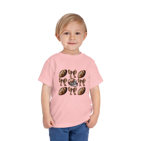Coquette Football Toddler Shirt, Football Bow Girl Shirt, Football Season Tee Kids Game Day Shirt Fall Football Girls Tee Toddler Bow Shirt
