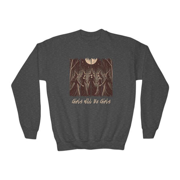 Vintage Girls Will Be Girls Witch Sweatshirt Funny Witch Shirt Winter Witchy Girl Top Vintage Halloween Girl Sweatshirt Witchy Vibes Sweater