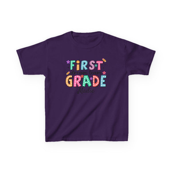 Preppy 1st Grade Girl Shirt, Personalized Back to School Tee, Custom Name First Day Outfit Cute School Shirt Girls 1st Grade Dream Team Tee