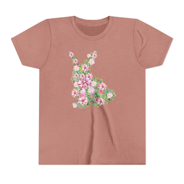 Coquette Bow Bunny Shirt, Cute Bunny T Shirt, Youth Coquette Easter Tee, Floral Rabbit Tee Cute Easter Shirt Happy Easter Day Gift for Girls