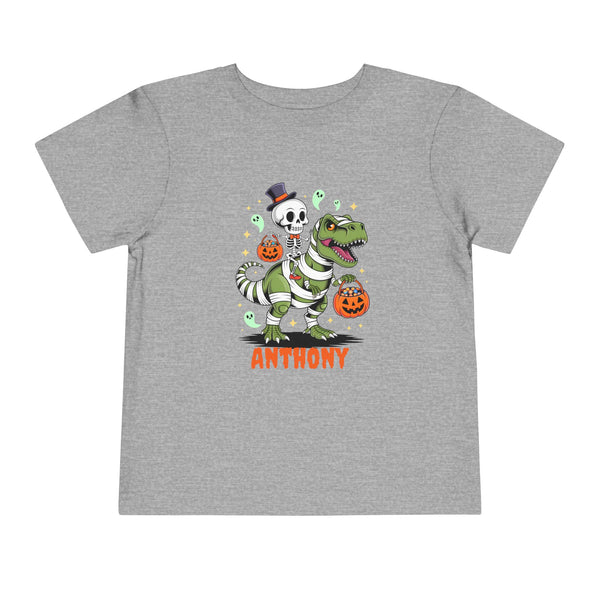 Halloween Kids Shirt, Personalized Dinosaur T Shirt, Custom Dino Shirts Ghost Dinosaur Shirts Kids Spooky Skeleton Trick Treat Halloween Tee