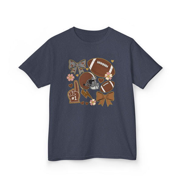 Personalized Kids Football Shirt, Youth Football Gameday Shirt Cute Girls Football Shirts Football Team Fan Kids T Shirt Custom Football Tee