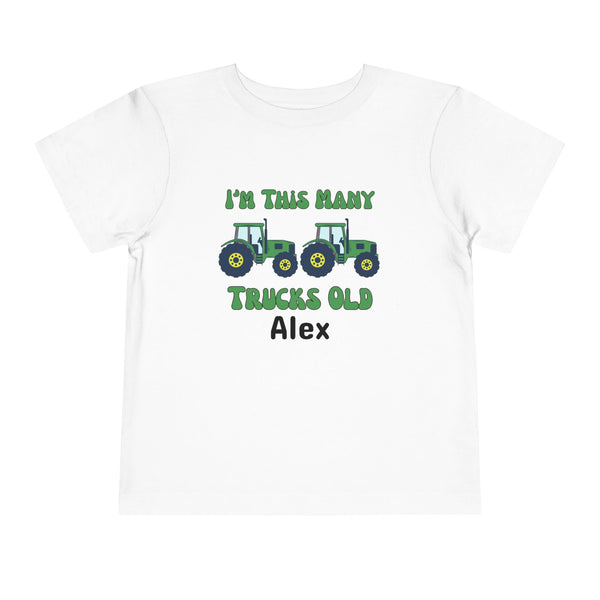 Green Tractors 2nd Birthday Shirt, Toddler Boy Two Trucks Birthday Shirt, Tractors Theme Birthday Tee Personalized Bday Shirt Farm Truck Tee