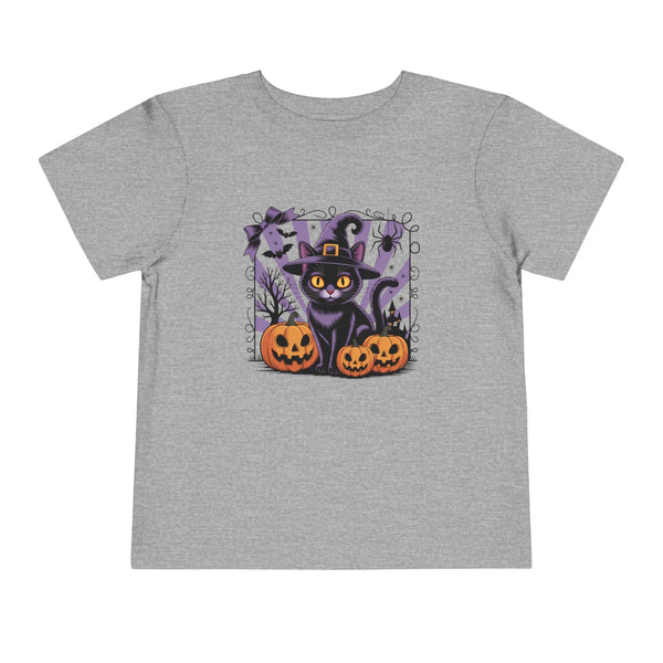Girl Halloween Black Cat Shirt Toddler Halloween Cat Shirt, Cute Cat and Bow Girls Pumpkin Patch Tee, Treat Trick Tshirt Gift Spooky Cat Tee