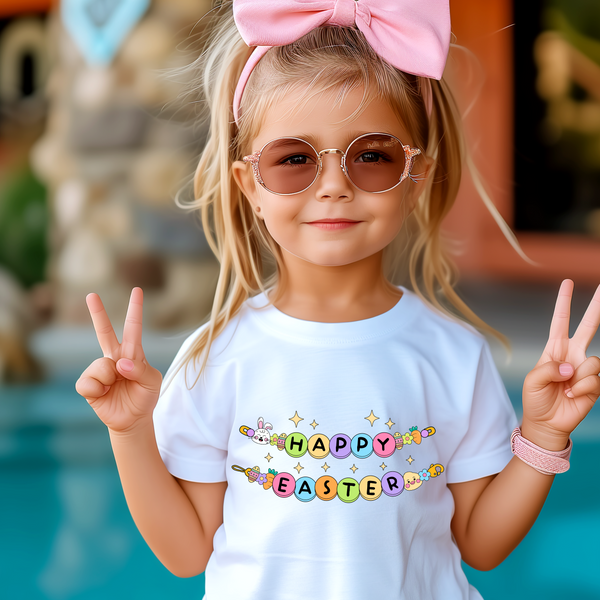 Happy Easter Shirt Toddler Friendship Bracelet T Shirt Cute Girl Easter Tee Gift for Friend Bracelet Tee Sibling Matching Tee Egg Hunt Shirt