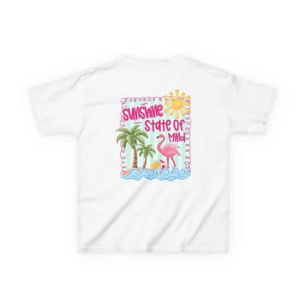 Sunshine State of Mind Shirt, Custom Summer Vibes T Shirt, Trendy Summer Coquette Tee, Girls Retro Beach Shirts Sunshine Palm Flamingo Shirt