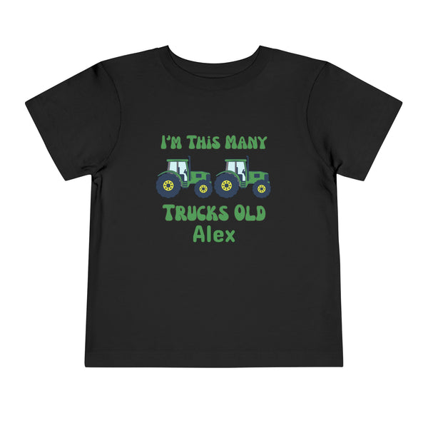 Green Tractors 2nd Birthday Shirt, Toddler Boy Two Trucks Birthday Shirt, Tractors Theme Birthday Tee Personalized Bday Shirt Farm Truck Tee