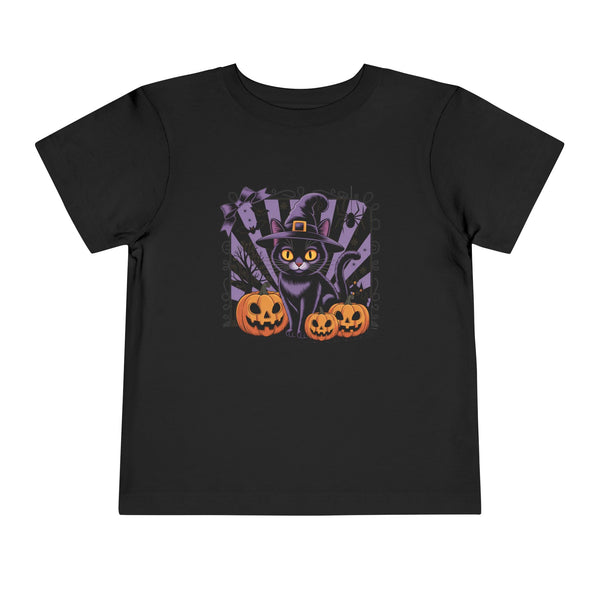 Girl Halloween Black Cat Shirt Toddler Halloween Cat Shirt, Cute Cat and Bow Girls Pumpkin Patch Tee, Treat Trick Tshirt Gift Spooky Cat Tee