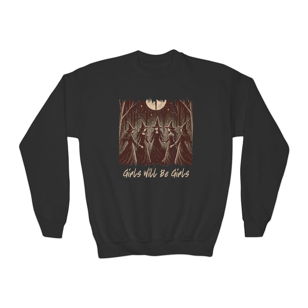 Vintage Girls Will Be Girls Witch Sweatshirt Funny Witch Shirt Winter Witchy Girl Top Vintage Halloween Girl Sweatshirt Witchy Vibes Sweater