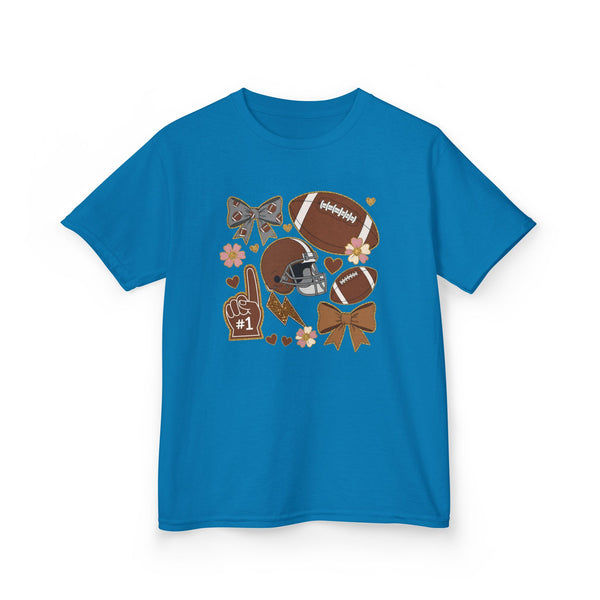 Personalized Kids Football Shirt, Youth Football Gameday Shirt Cute Girls Football Shirts Football Team Fan Kids T Shirt Custom Football Tee