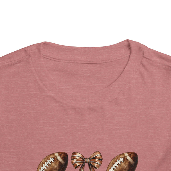 Coquette Football Toddler Shirt, Football Bow Girl Shirt, Football Season Tee Kids Game Day Shirt Fall Football Girls Tee Toddler Bow Shirt