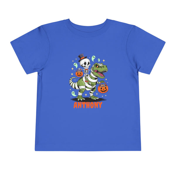 Halloween Kids Shirt, Personalized Dinosaur T Shirt, Custom Dino Shirts Ghost Dinosaur Shirts Kids Spooky Skeleton Trick Treat Halloween Tee