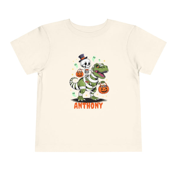 Halloween Kids Shirt, Personalized Dinosaur T Shirt, Custom Dino Shirts Ghost Dinosaur Shirts Kids Spooky Skeleton Trick Treat Halloween Tee