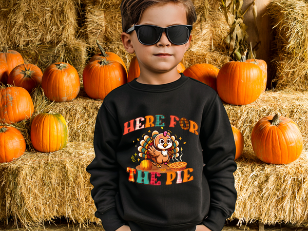 Thanksgiving Turkey Toddler Sweatshirt, Here for The Pie Sweatshirt, Thanksgiving Sweater, Cute Turkey Sweatshirt Thanksgiving Cute Sweater