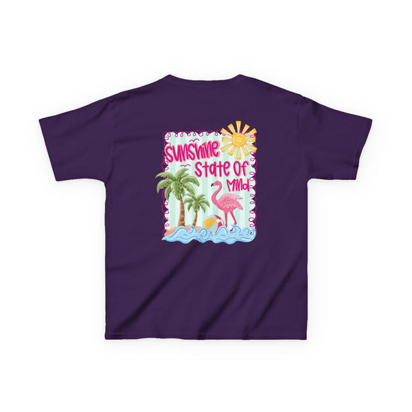 Sunshine State of Mind Shirt, Custom Summer Vibes T Shirt, Trendy Summer Coquette Tee, Girls Retro Beach Shirts Sunshine Palm Flamingo Shirt