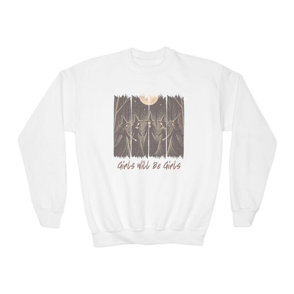 Vintage Girls Will Be Girls Witch Sweatshirt Funny Witch Shirt Winter Witchy Girl Top Vintage Halloween Girl Sweatshirt Witchy Vibes Sweater