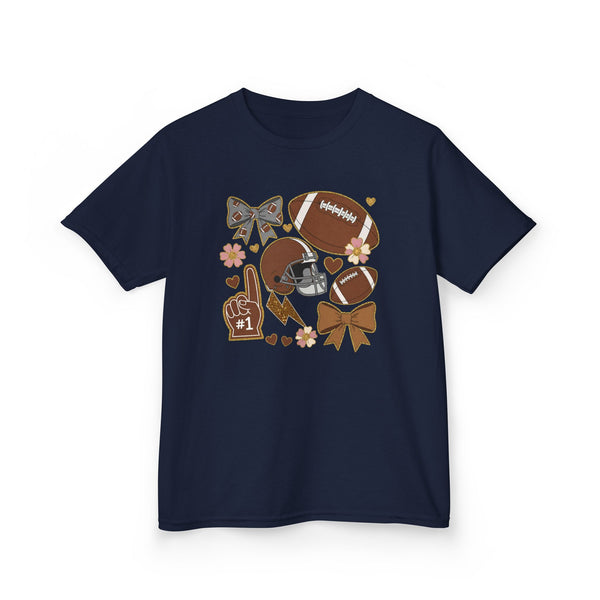 Personalized Kids Football Shirt, Youth Football Gameday Shirt Cute Girls Football Shirts Football Team Fan Kids T Shirt Custom Football Tee