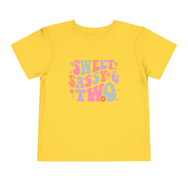 2nd Birthday Girl Shirt Custom Name Tshirt Toddler Bday Shirt Girl Second Birthday Tee Sweet Sassy Two Retro Bday Party Outfit 2nd Bday Gift