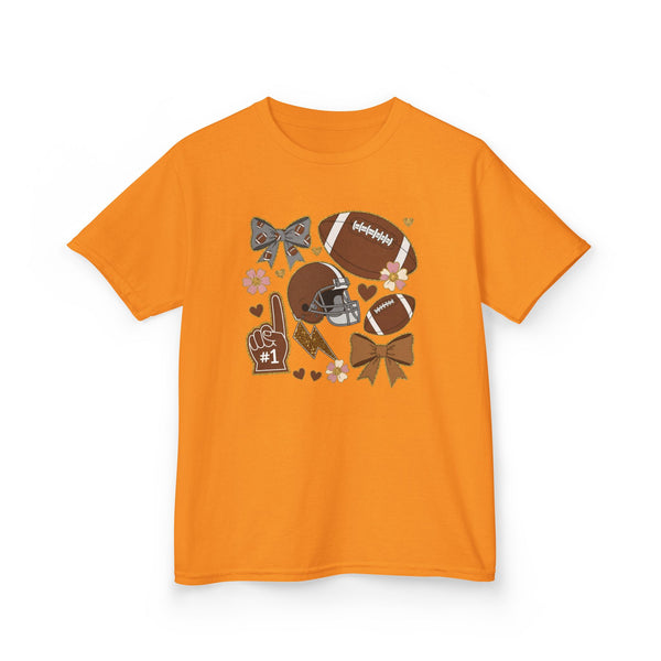 Personalized Kids Football Shirt, Youth Football Gameday Shirt Cute Girls Football Shirts Football Team Fan Kids T Shirt Custom Football Tee