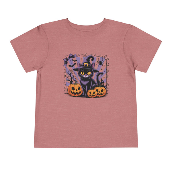 Girl Halloween Black Cat Shirt Toddler Halloween Cat Shirt, Cute Cat and Bow Girls Pumpkin Patch Tee, Treat Trick Tshirt Gift Spooky Cat Tee