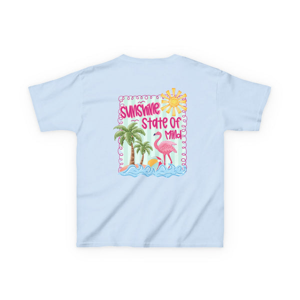 Sunshine State of Mind Shirt, Custom Summer Vibes T Shirt, Trendy Summer Coquette Tee, Girls Retro Beach Shirts Sunshine Palm Flamingo Shirt