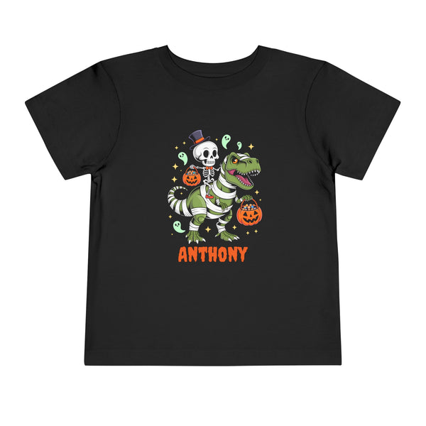 Halloween Kids Shirt, Personalized Dinosaur T Shirt, Custom Dino Shirts Ghost Dinosaur Shirts Kids Spooky Skeleton Trick Treat Halloween Tee