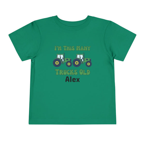 Green Tractors 2nd Birthday Shirt, Toddler Boy Two Trucks Birthday Shirt, Tractors Theme Birthday Tee Personalized Bday Shirt Farm Truck Tee