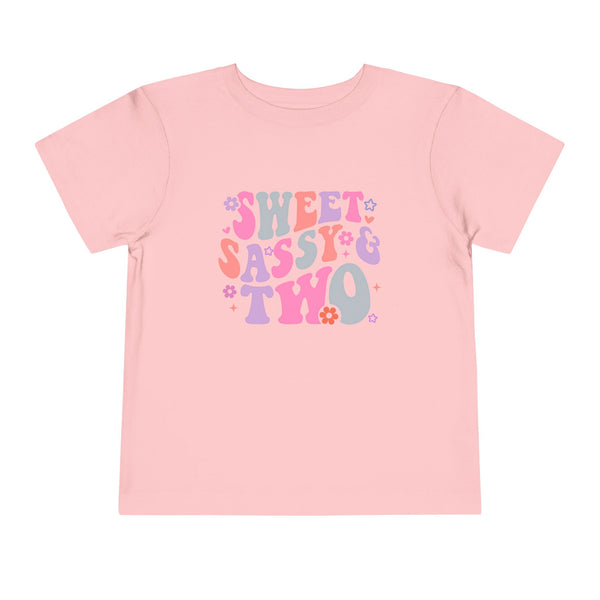 2nd Birthday Girl Shirt Custom Name Tshirt Toddler Bday Shirt Girl Second Birthday Tee Sweet Sassy Two Retro Bday Party Outfit 2nd Bday Gift
