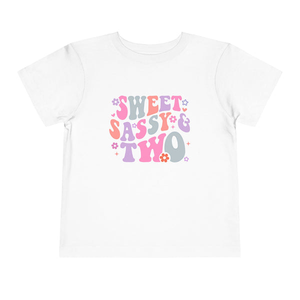 2nd Birthday Girl Shirt Custom Name Tshirt Toddler Bday Shirt Girl Second Birthday Tee Sweet Sassy Two Retro Bday Party Outfit 2nd Bday Gift