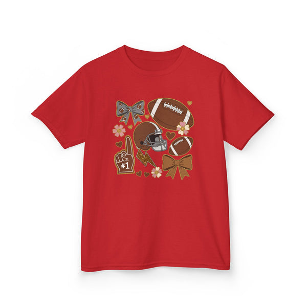Personalized Kids Football Shirt, Youth Football Gameday Shirt Cute Girls Football Shirts Football Team Fan Kids T Shirt Custom Football Tee