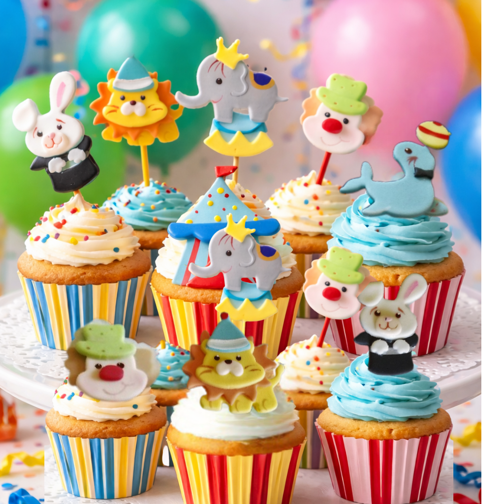 Circus Cupcake Toppers Carnival Birthday Animals and Clown Cupcake Birthday Shower Party Decorations