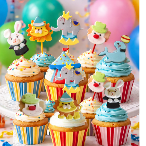 Circus Cupcake Toppers Carnival Birthday Animals and Clown Cupcake Birthday Shower Party Decorations