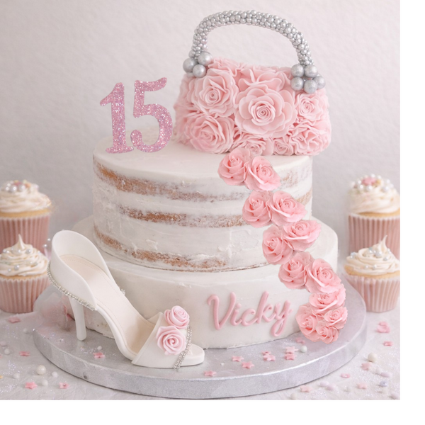 High Heels Cake Topper White Pink Shoe Cake Decoration Fancy Shoe and Purse Cake Topper