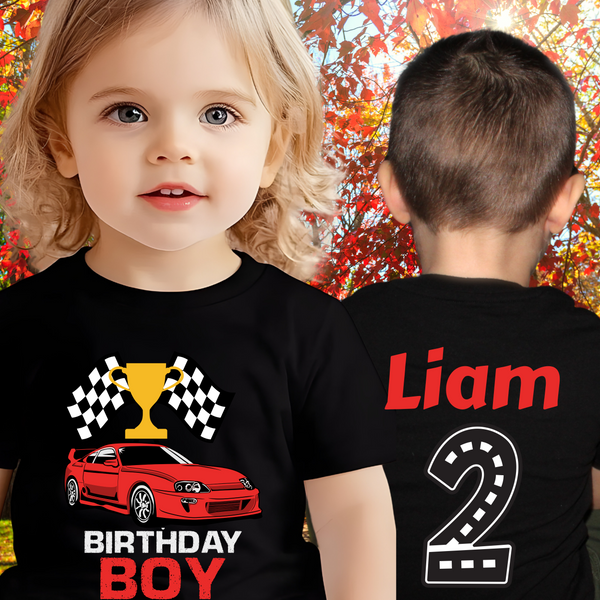 Personalized 2nd Birthday Shirt, Birthday Boy Shirts 2nd Birthday Outfit Race Car Shirt Toddler Bday Racer Shirt Birthday Boy Two Year Shirt