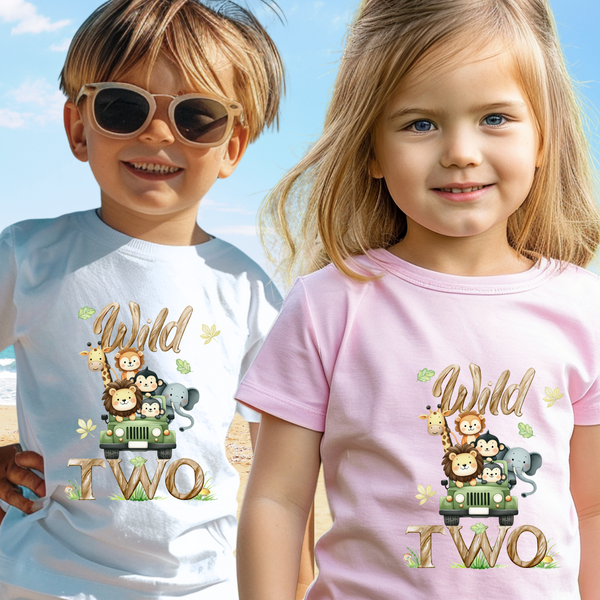 Wild Two Birthday Shirt 2nd Birthday Shirt Wild Birthday Outfit Custom Safari Jungle Animal Bday Tee Zoo 2nd Birthday Outfit Wild Bday Shirt