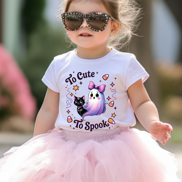 Toddler Halloween Ghost and Cat Shirt, Girl Halloween Shirt Black Cat Shirts Cute Ghost Kids Boo Shirt Pumpkin Patch Shirt Pink Ghost Tshirt
