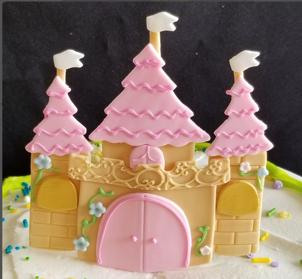 Princess Castle Cake Topper, Blue or Pink Princess Castle Birthday Cake Top, Castle Centerpiece Pick Decoration