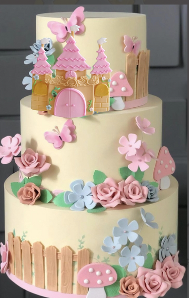 Princess Castle Cake Topper, Blue or Pink Princess Castle Birthday Cake Top, Castle Centerpiece Pick Decoration