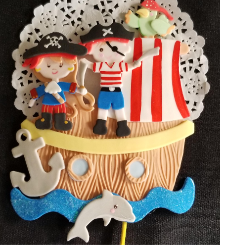 Pirate Birthday Cake Topper Pirate Cake Decoration Red & Blue Pirate Birthday Decoration