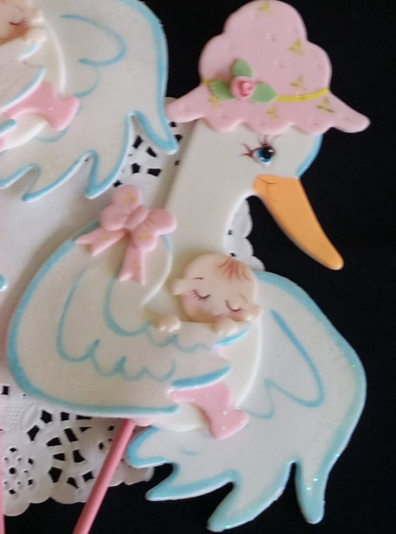 Stork Cake Topper Stork Picks for Centerpieces Pink or Blue Stork Picks Stork Cake Decorations 6pcs - C T B